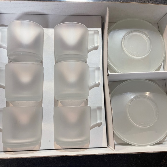 Made in Italy  cristal 3A servizio caffe set of 6 frosted clear - Picture 2 of 4